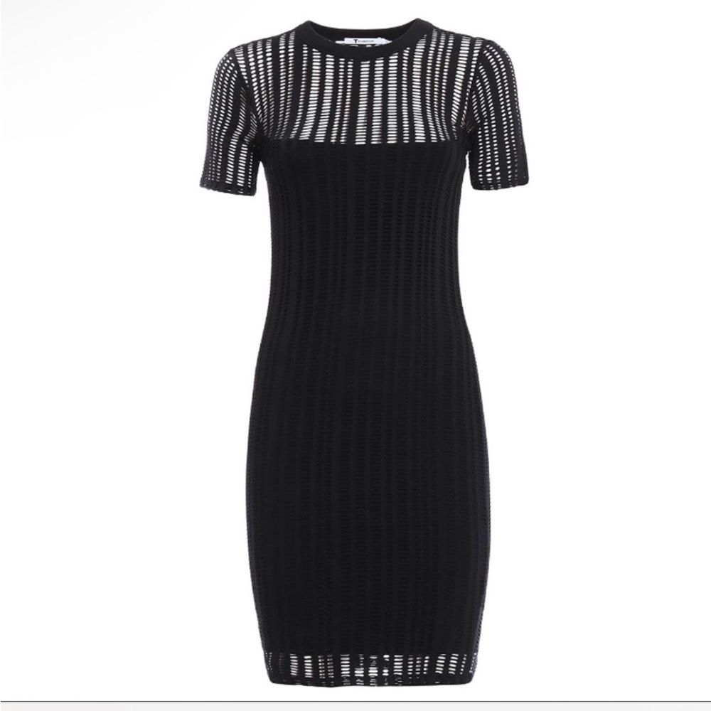 T Alexander Wang Woman’s Sheer Laser Cut Black Bodycon Whimsigoth Mini Dress S - Picture 2 of 16